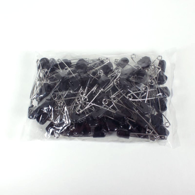 OsoCozy Cloth Diaper Nappy Pins 100 Packs - 100 Stainless Steel Safety Pins with Locking Plastic Heads. Durable, Safe and Cute 2.2 Inches Long (Black) - Image 1